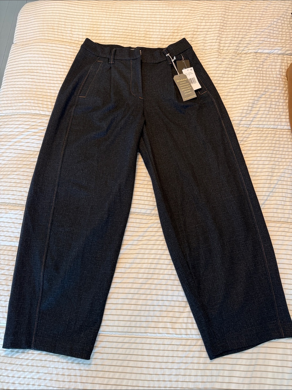 Wit & Wisdom Navy Textured Waistband Pants